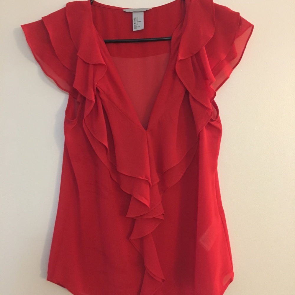 Boss Red Deep V Ruffle Top